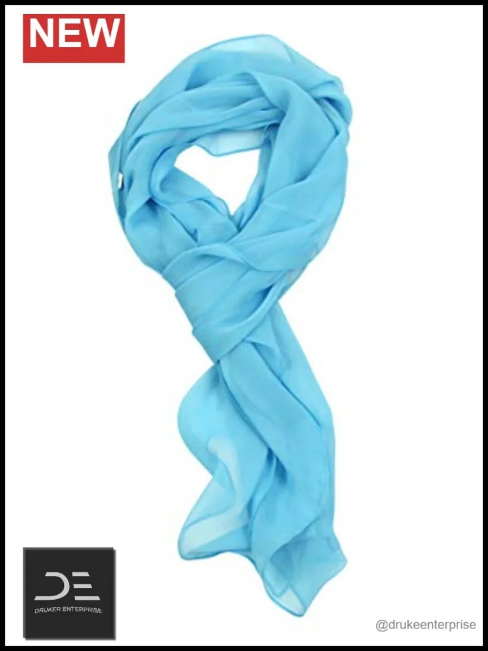 Long Chiffon Sheer Fashion Scarf, Silk/Polyester, Lightweight, Breathable